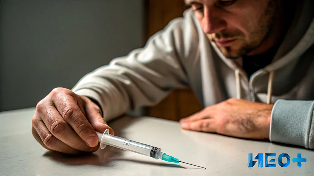 Мужчина держит шприц